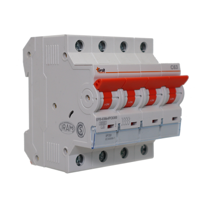 Interruptor Termomagnético 4P C63 6kA Gralf — EPB-63Me4PC6360