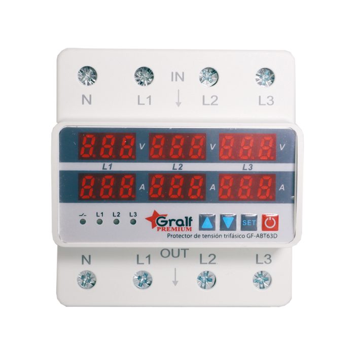 Protector de tensión con amperímetro y voltímetro Gralf — GF-ABT63D - Imagen 2