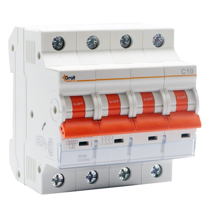 Interruptor Termomagnético 4P C10 6kA Gralf — EPB-63Me4PC1060 - Imagen 2