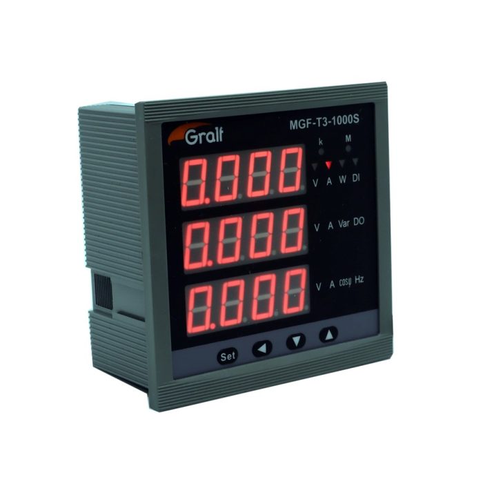 Multimedidor trifasico y analizador de red de panel con medidor de consumo y cofimetro Gralf — MGF-T3-1000S - Imagen 2