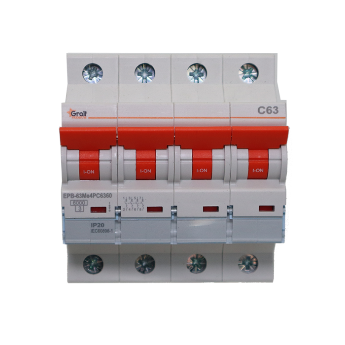 Interruptor Termomagnético 4P C63 6kA Gralf — EPB-63Me4PC6360 - Imagen 2
