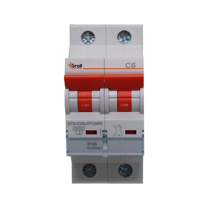 Interruptor Termomagnético 2P C6 6kA Gralf — EPB-63Me2PC0660 - Imagen 2