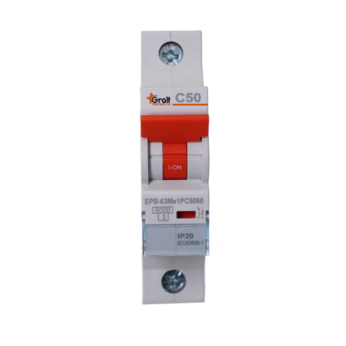 Interruptor Termomagnético 1P C50 6kA Gralf — EPB-63Me1PC5060 - Imagen 2