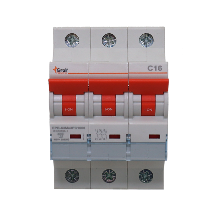 Interruptor Termomagnético 3P C16 6kA Gralf — EPB-63Me3PC1660 - Imagen 2