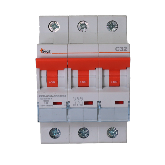 Interruptor Termomagnético 3P C32 6kA Gralf — EPB-63Me3PC3260 - Imagen 2