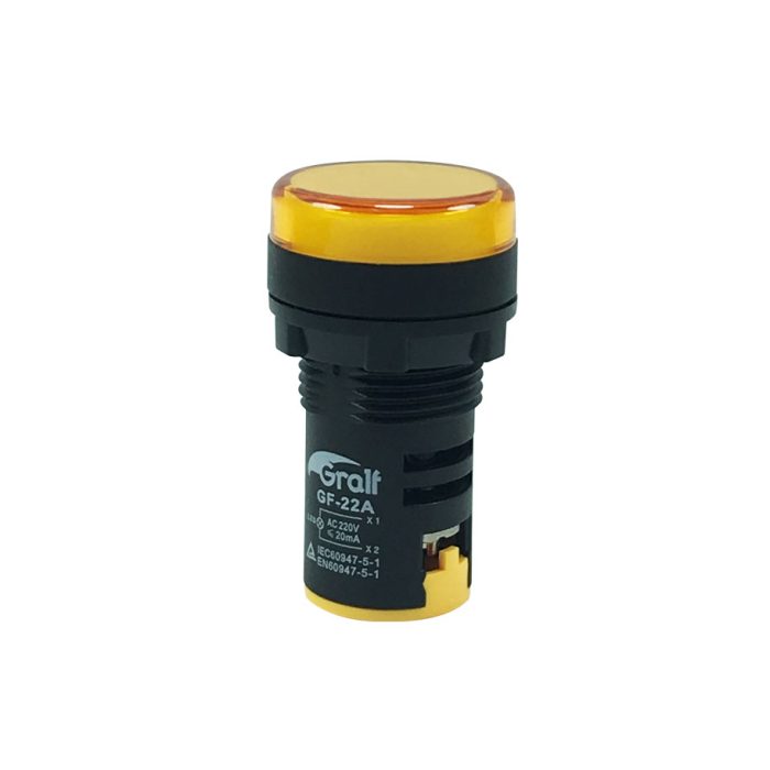 Piloto Indicador amarillo (Ø22mm) de 24V Gralf — GF-22A-24 - Imagen 2