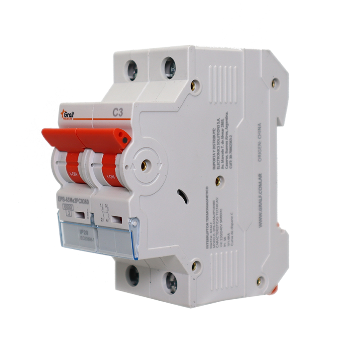 Interruptor Termomagnético 2P C3 6kA Gralf — EPB-63Me2PC0360 - Imagen 3