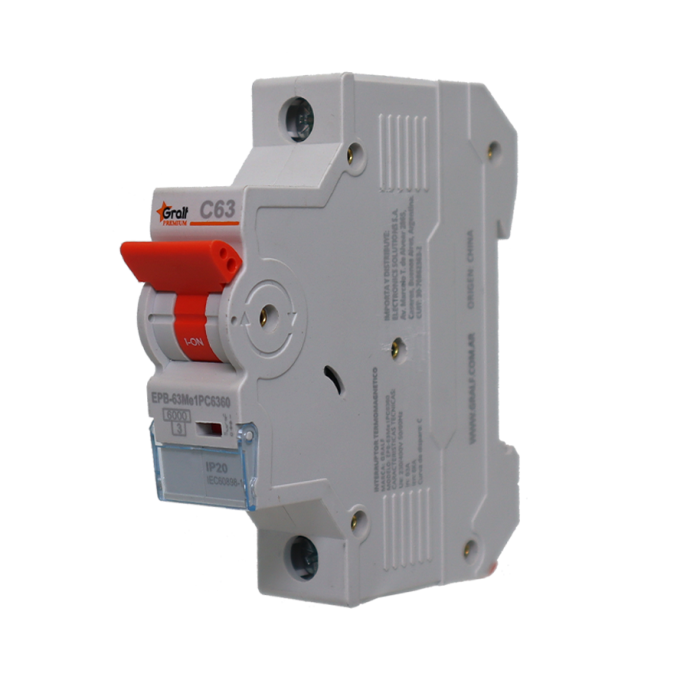 Interruptor Termomagnético 1P C63 6kA Gralf — EPB-63Me1PC6360 - Imagen 3