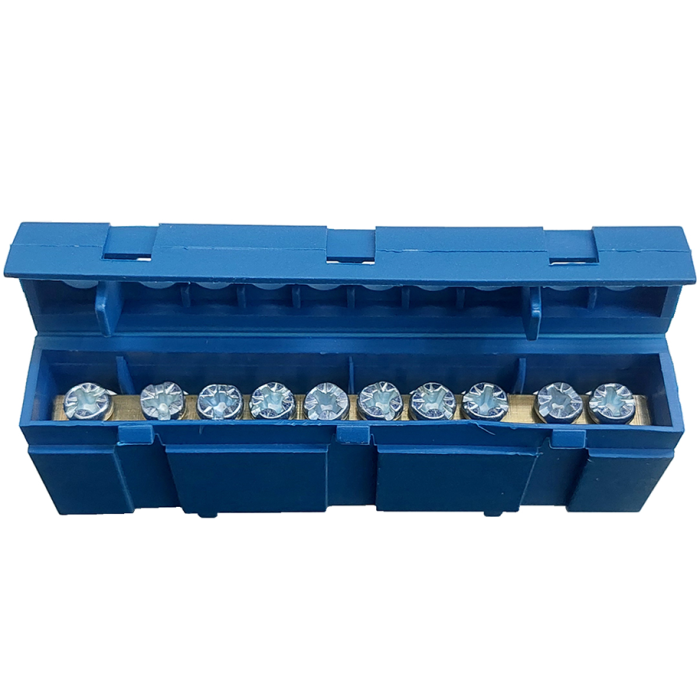Bornera de distribución azul, 1p, 10 entradas. Gralf — BGR-i10/B - Imagen 3