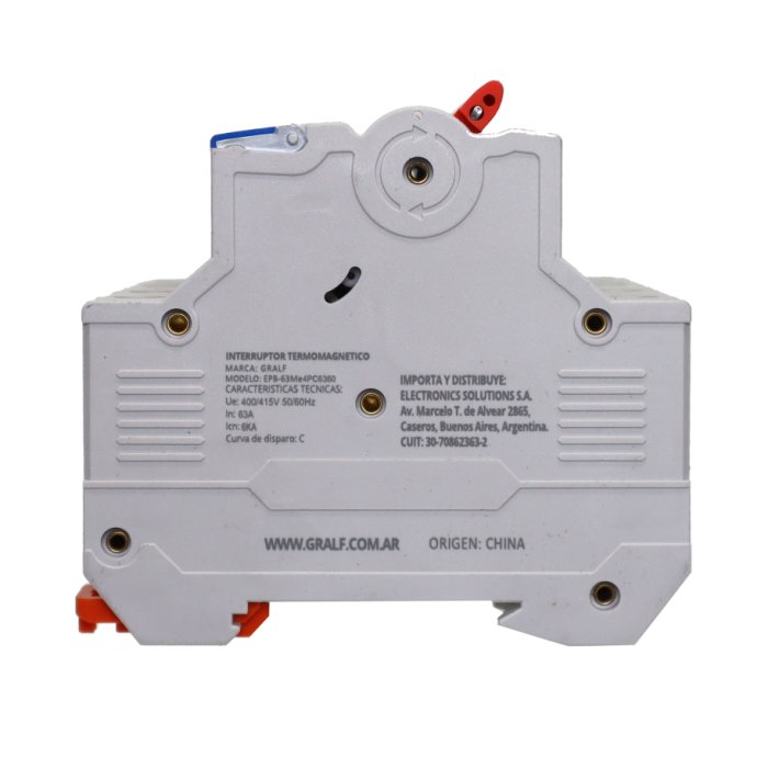 Interruptor Termomagnético 4P C63 6kA Gralf — EPB-63Me4PC6360 - Imagen 4