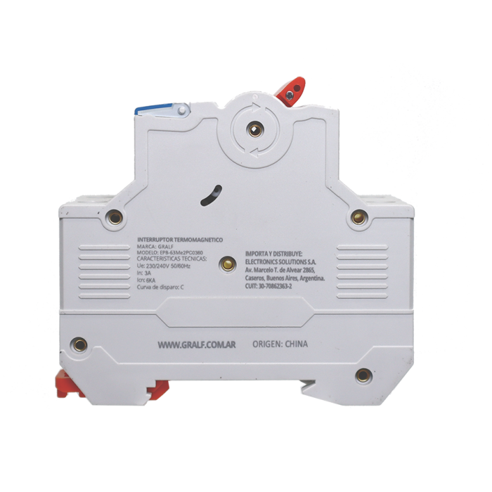 Interruptor Termomagnético 2P C3 6kA Gralf — EPB-63Me2PC0360 - Imagen 4