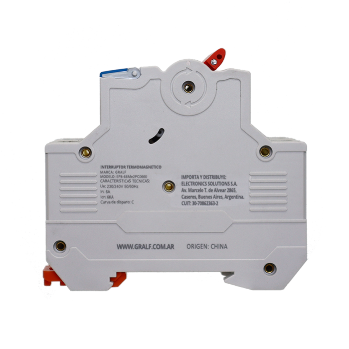 Interruptor Termomagnético 2P C6 6kA Gralf — EPB-63Me2PC0660 - Imagen 4