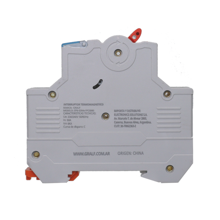 Interruptor Termomagnético 1P C50 6kA Gralf — EPB-63Me1PC5060 - Imagen 4