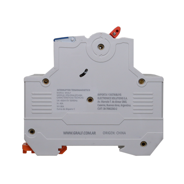 Interruptor Termomagnético 3P C40 6kA Gralf — EPB-63Me3PC4060 - Imagen 4